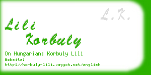 lili korbuly business card
